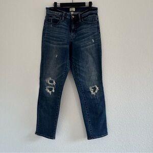 J. Crew Dark Blue Distressed Ankle Jeans
